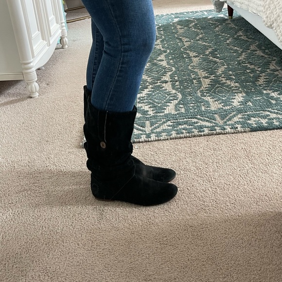 Ugg Australia 1948 Highkoo Black suede slouchy boots Size 10 - Picture 2 of 8
